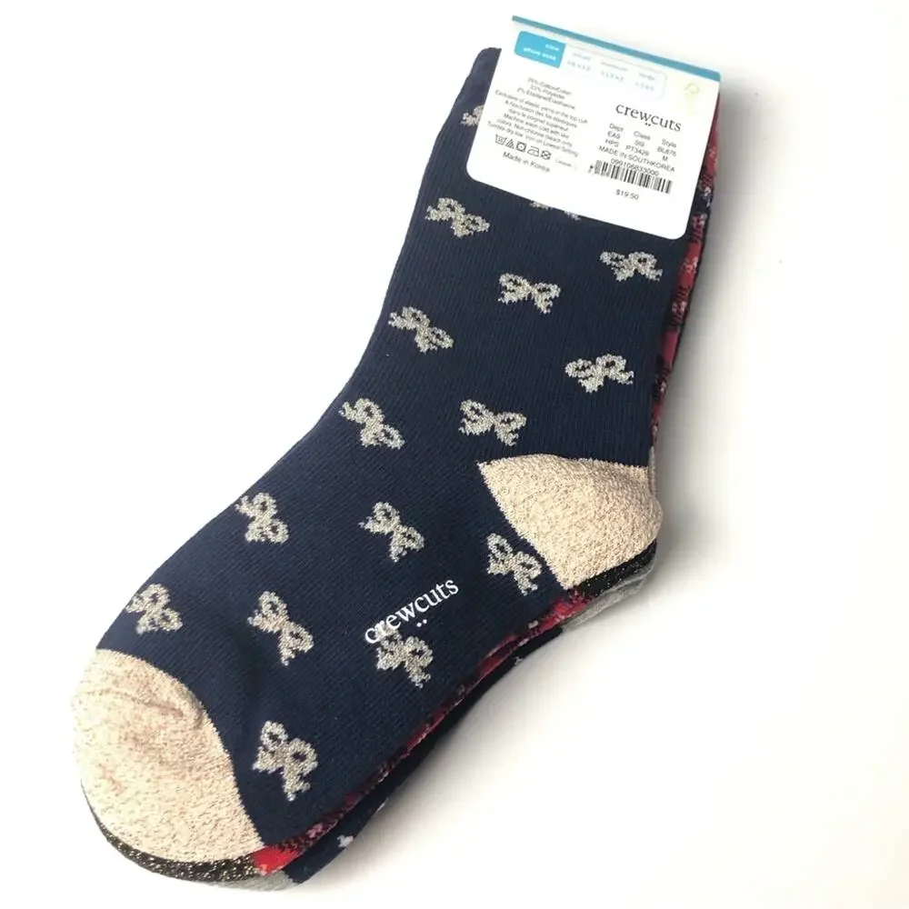 Crewcuts Girl's Holiday Candy Cane Heart Print Socks Three Pairs Sz M NWT